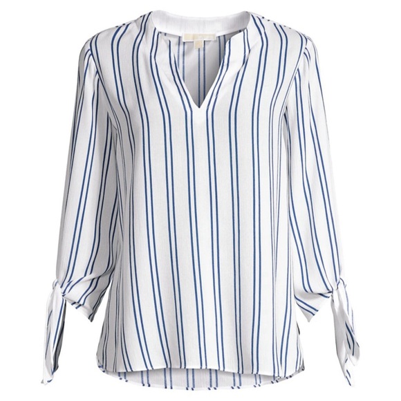 MICHAEL Michael Kors Double Striped Tie Blouse - Picture 4 of 7